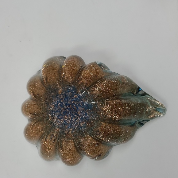 Murano Like Glass Ultramarine Gold Flecking Sculptured Bowl Barovier & Toso MCM - Picture 6 of 8